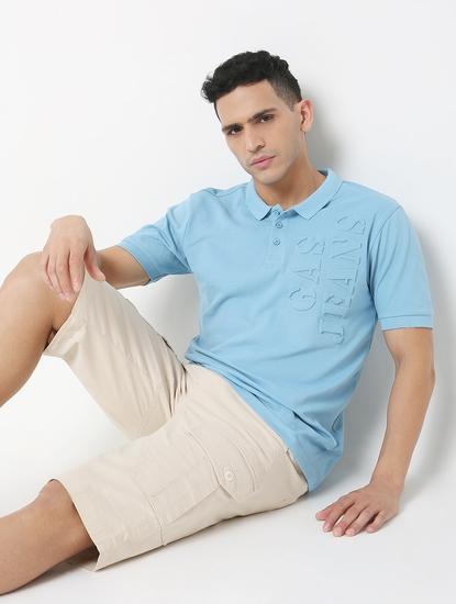 Regular Fit Embossed Polo T-Shirt with Short Sleeve