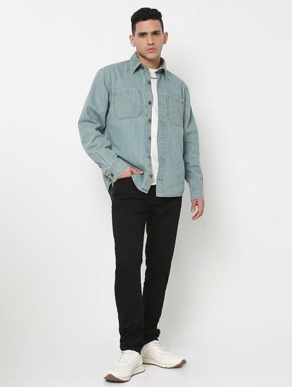 Shacket Solid Full Sleeve Shirt with Classic Collar