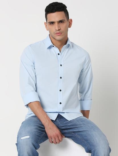 Slim Fit Solid Full Sleeve Shirt with Classic Collar