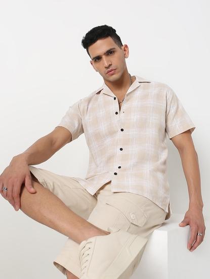 Regular Fit Checks Half Sleeve Shirt with Classic Collar