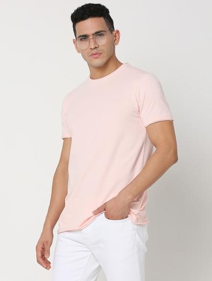 Slim Fit Solid Round Neck T-Shirt with Short Sleeve