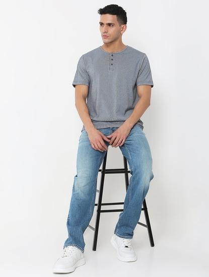 Regular Fit Solid Henley T-Shirt with Short Sleeve