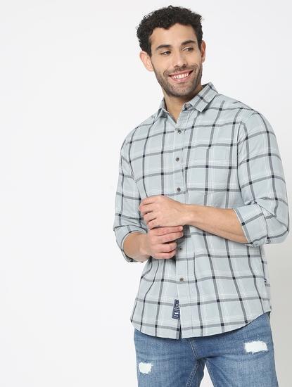 Checked Slim Fit Shirt with Patch Pocket