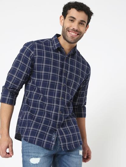 Checked Slim Fit Shirt with Patch Pocket