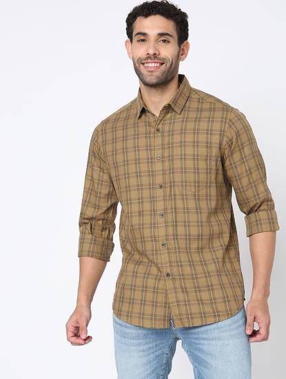 Checked Slim Fit Shirt with Patch Pocket