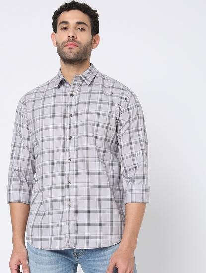 Checked Slim Fit Shirt with Patch Pocket