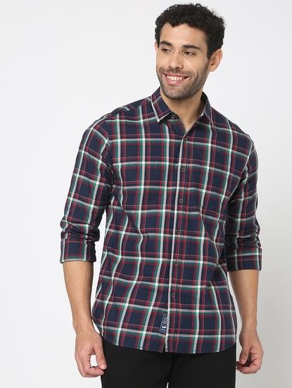 Checked Slim Fit Shirt with Patch Pocket