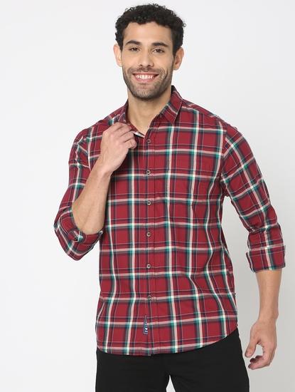 Checked Slim Fit Shirt with Patch Pocket