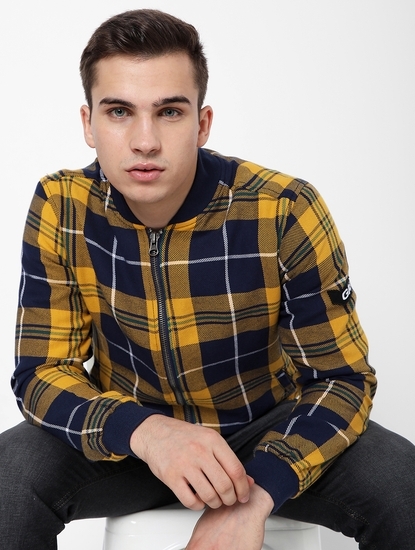 Stark Checked Slim Fit Bomber Jacket