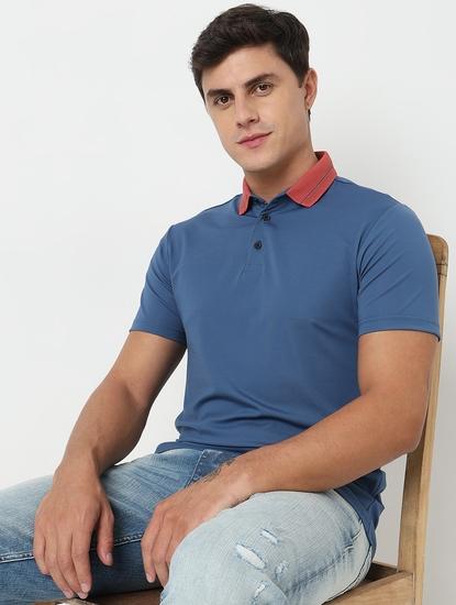 Slim Fit Solid Polo T-Shirt with Short Sleeve