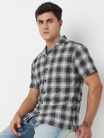 Regular Fit Checks Half Sleeve Shirt with Resort Collar