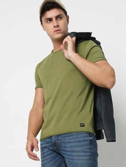 Slim Fit Solid Round Neck T-Shirt with Short Sleeve