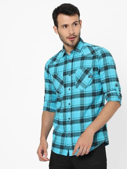 Checked Slim Fit Shirt with Patch Pockets