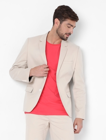 Single-Breasted Polycotton Slim Fit Blazer