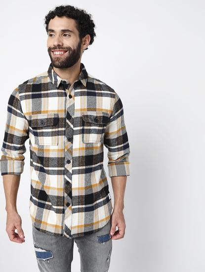 Dario Plaid Regular Fit Cloud Dancer Shirt