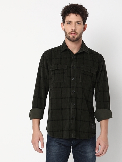 Regular Fit Full Sleeve Checkered Cotton Shirts