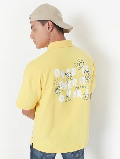 Donald Duck Boxy Fit Printed Polo T-Shirt with Short Sleeve