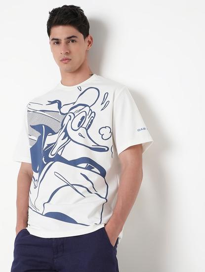 Donald Duck Boxy Fit Printed Round Neck T-Shirt with Short Sleeve