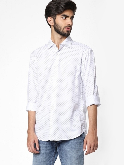 Sir Det Micro Print Cotton Slim Fit Shirt