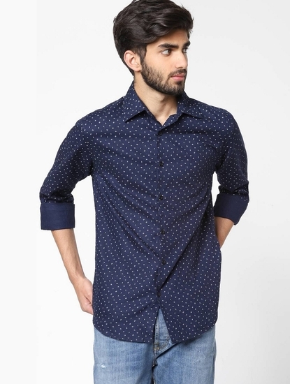 Sir Det Micro Print Cotton Slim Fit Shirt