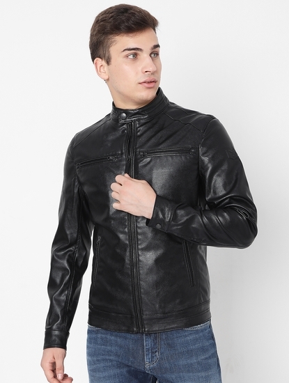 Darren Eco Zip-Front Biker Jacket with Zip Pockets