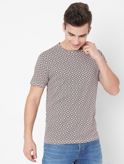 Micro Print Slim Fit Crew-Neck T-shirt