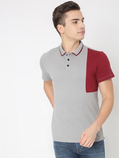 Colourblock Slim Fit Polo T-shirt with Tipped Collar