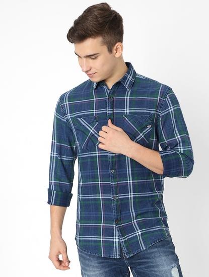 Victor Checked Slim Fit Shirt with Patch Pockets