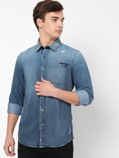 Modi Washed Distressed Slim Fit Shirt