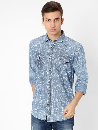 Sir Det Printed Slim Fit Shirt with Buttoned Flap Pockets