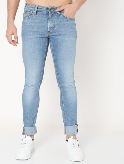 Men's Sax Zip In Skinny Denim