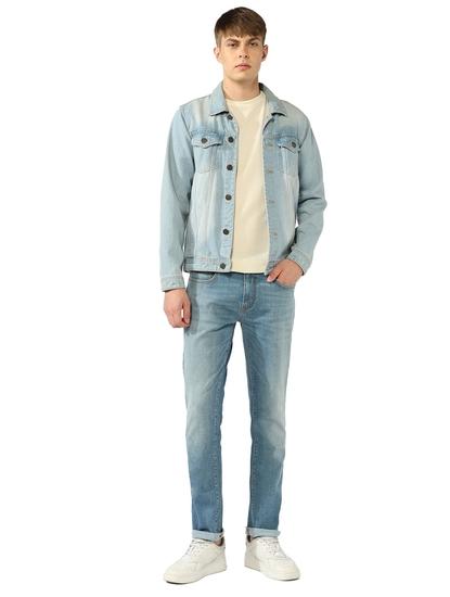 Slim Fit Zippered Fly Mid Rise Denim