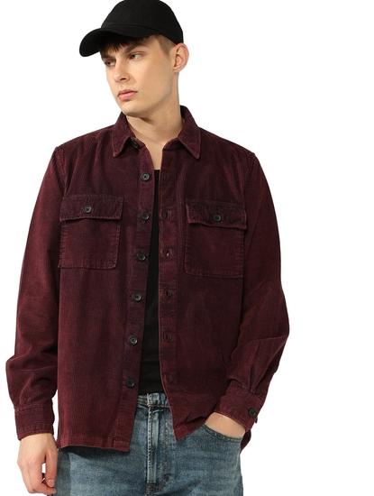 Corduroy Shacket Fit Shirt with Double Flap Pockets