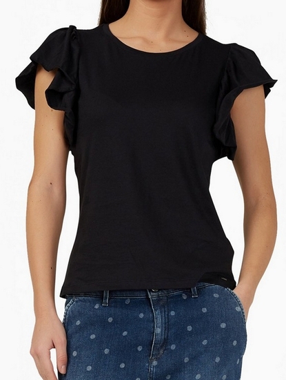 T-shirt with Ruffled Sleeves