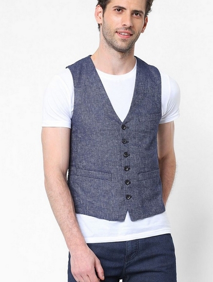 Textured Waistcoats with Welt Pockets