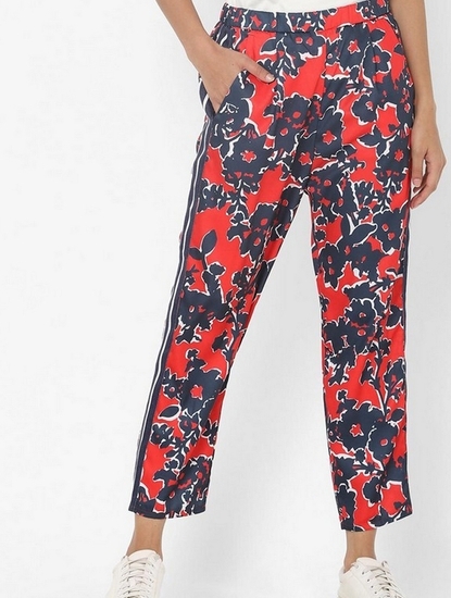 Women's regular fit mid rise printed Jimmye tape trousers