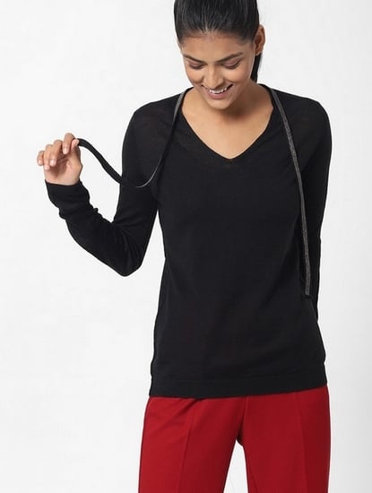 Slim Fit V-Neck Full Sleeves Sibylla String Top