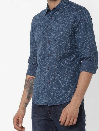 Men's Sir Det All Over Printed Blue Shirt