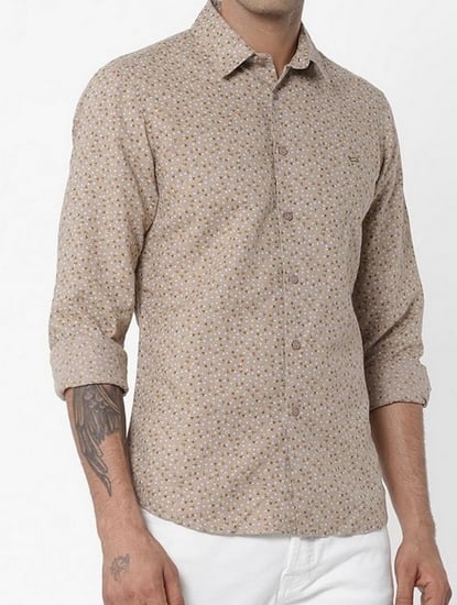 Sir Det Printed Shirt with Spread Collar