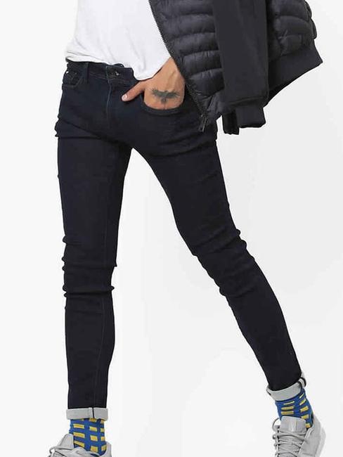 Men's Sax Zip Skinny Fit Black Jeans