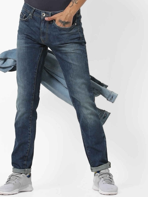 Men's Albert Simple Slim Fit Mid Blue Jeans