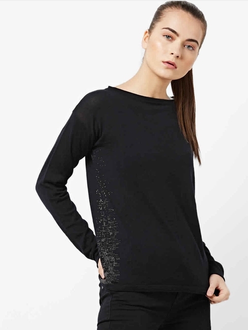 Heathered Boat-Neck Pullover