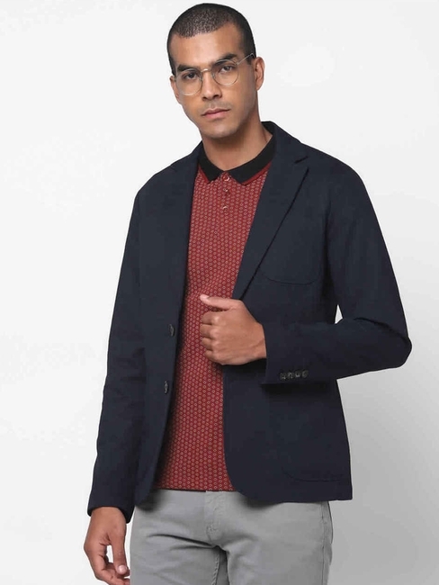 Button-Front Jacket with Notched Lapel