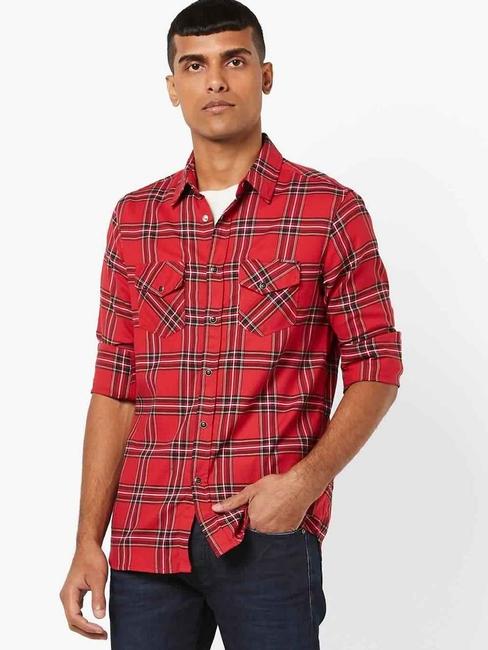 Men's Kant SS red checks shirt