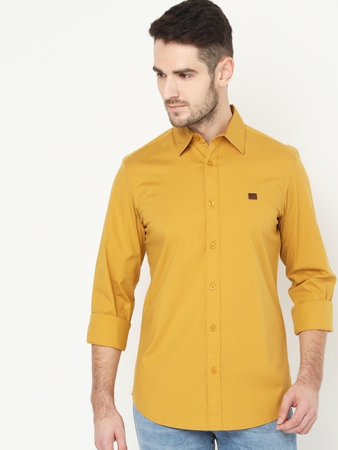 Men's Andrew Mustard Solid Poplin Shirt