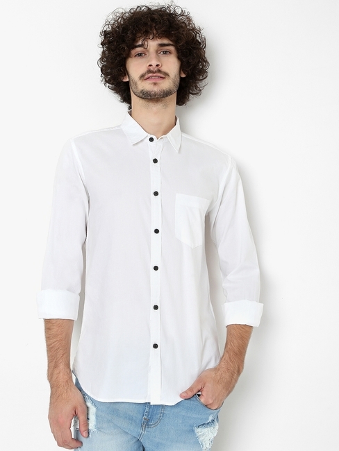 Relaxed Fit Shirt with Spread Collar
