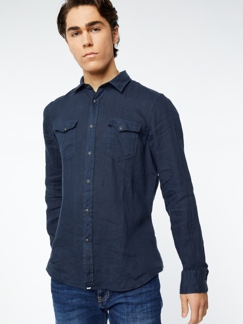 Navy Blue Men's Kant Solid Shirts