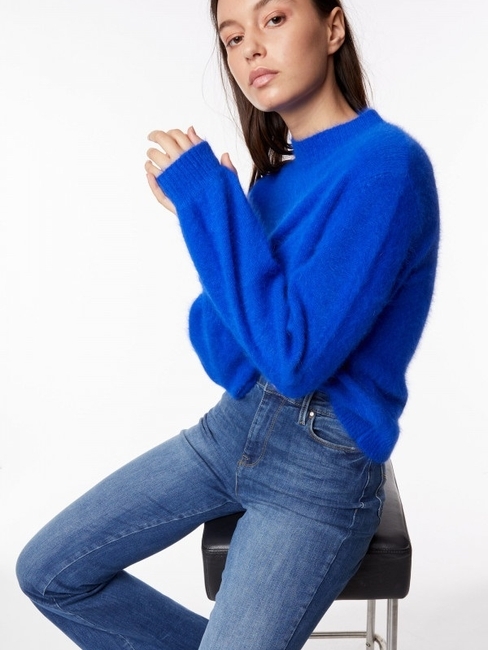 High-Neck Pullover with Cuffed Sleeves