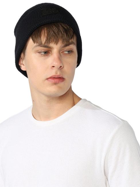 Comfy Cotton Rib Structure Varsity Beanie