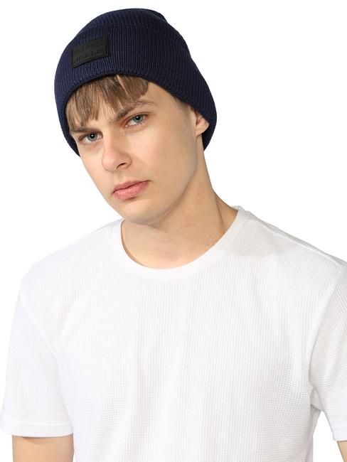 Comfy Cotton Rib Structure Varsity Beanie